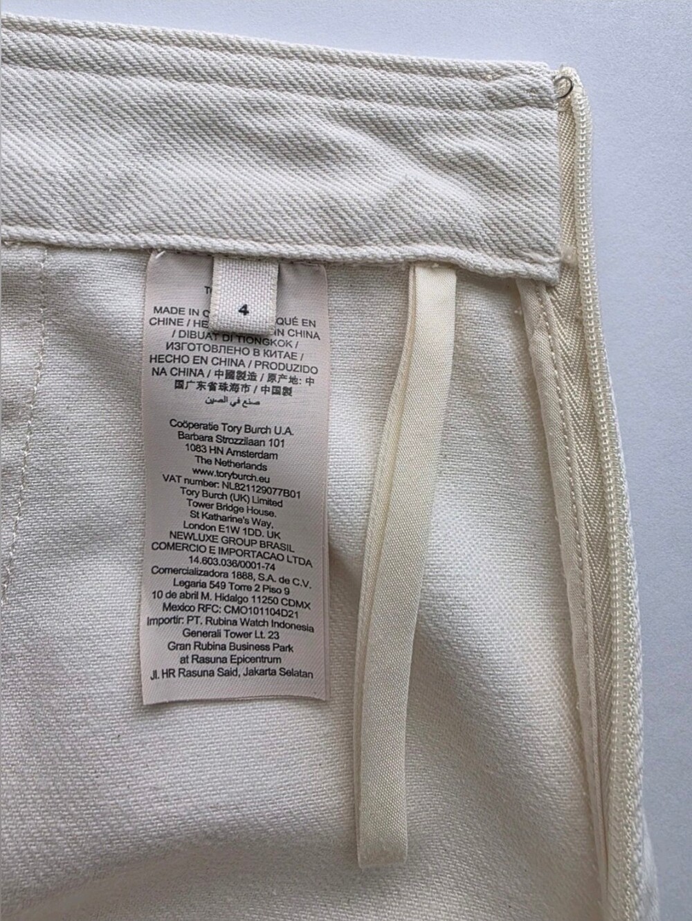 Tory Burch Button Detail Cropped Wide Leg Sailor Pants in Ivory Heavy Denim Sz 4 - Picture 4 of 15